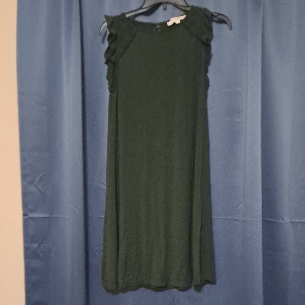 LOFT Forest Green Lace Accent Midi